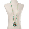 Glass Round Beaded Alloy Flower Pendant Long Necklaces for Women FS-WG02E2E-04-1
