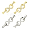2Pcs Brass Micro Pave Clear Cubic Zirconia Fold Over Clasps KK-YW0003-54P-2