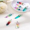 8Pcs 4 Colors Glass Double Terminal Pointed Pendants GLAA-LP0001-19-1
