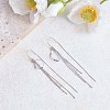 Anti-Tarnish Rhodium Plated 925 Sterling Silver Teardrop with Chain Tassel Dangle Earrings JE1044A-5