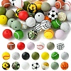 20 Styles Round Silicone Focal Beads SIL-YW0001-31-1