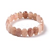 Natural Strawberry Quartz Oval Beaded Stretch Bracelet G-E010-01M-1