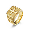 Square with Cross Pattern 304 Stainless Steel Finger Rings for Men FS-WGAC6B1-05-2