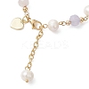 Round Natural Cultured Freshwater Pearl & Natural Lavender Amethyst & Aquamarine & Madagascar Rose Quartz Beaded Link Bracelets for Women BJEW-JB12807-3