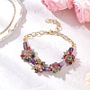 3Pcs Natural Mixed Gemstone Beads Link Bracelets BJEW-JB12164-4