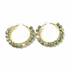 Natural Green Spot Jasper Beaded Hoop Earrings for Women EJEW-C003-03F-RS-1