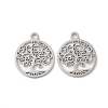 304 Stainless Steel Flat Round with Laser Cut Tree of Life Charms STAS-L022-512P-1