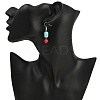 3 Pairs Brass Synthetic Turquoise Dangle Earrings EJEW-JE06589-5