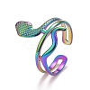 Rainbow Color Ion Plating(IP) 304 Stainless Steel Snake Chunky Open Cuff Ring for Women RJEW-A005-38MC-2