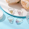Round Glass & Shell Pearl Finger Rings RJEW-JR00795-2