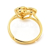 Heart with Letter Rack Plating Brass Micro Pave Clear Cubic Zirconia Adjustable Rings for Women RJEW-I105-01G-Z-3