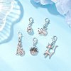 5Pcs Tibetan Style Alloy Kitten Pendant Decorations HJEW-JM03894-1