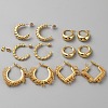 6 Pair 6 Style Brass Round Stud Earrings EJEW-WH0015-60G-1