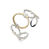 304 Stainless Steel Double Color Cuff Rings RJEW-S635-01GP-G-4