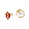 Rack Plating Brass Enamel Lip Cuff Earrings for Women EJEW-C097-22G-3