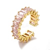 Cubic Zirconia Rectangle Open Cuff Ring RJEW-G282-02G-01-1