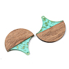 Transparent Resin & Walnut Wood Pendants RESI-S389-046A-B02-2