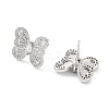 Butterfly Rack Plating Brass Micro Pave Clear Cubic Zirconia Stud Earrings for Women KK-Z038-17P-2