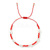 Glass Seed Bead & Plastic Imitation Pearl Beads Braided Bracelets for Women JS2905-1-1