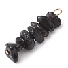 Gradient Color Natural Smoky Quartz & Natural Obsidian & Natural Labradorite Chip Beaded Pendants PALLOY-JF02795-07-4