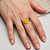 Adjustable 304 Stainless Steel Enamel Cuff Rings for Women RJEW-B152-01G-03-1