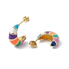 Brass Colorful Enamel Stud Earrings for Women EJEW-M213-30G-2