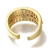 Rack Plating Brass Clear Cubic Zirconia Wide Open Cuff Rings RJEW-S411-20G-3
