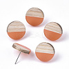 Transparent Resin & Wood Stud Earrings EJEW-N017-003A-D07-1