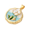 Flower Brass Enamel Pendants KK-D390-17G-01-2