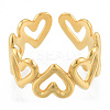 Ion Plating(IP) 304 Stainless Steel Hollow Heart Cuff Rings X-RJEW-N038-124LG-2