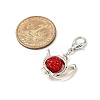 6Pcs Polymer Clay Pave Rhinestone & Tibetan Style Alloy Teapot Pendant Decorations HJEW-JM03568-3