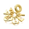 Brass Clear Cubic Zirconia Word FAMILY Heart European Dangle Charms KK-C087-14G-2