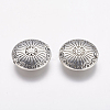 Tibetan Style Alloy Flat Round Carved Wheel Beads TIBEB-5720-AS-LF-2