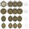 30Pcs 4 Styles Tibetan Style Oval Alloy Pendant Cabochon Settings TIBEP-GA0001-05-1