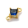 Brass Cubic Zirconia Rhombus Connector Charms KK-F894-12G-05-2