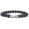 Natural Lava Rock & Electroplated Synthetic Non-magnetic Hematite Beads Stretch Bracelets GE0373-4-1