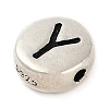925 Sterling Silver Flat Round with Letter Beads STER-G044-01AS-Y-2
