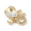 Real 18K Gold Plated Rack Plating Brass Micro Pave Clear Cubic Zirconia Pendants KK-C015-26G-12-2