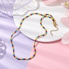 6 Solid Colors Glass Beaded Necklaces NJEW-JN04900-2