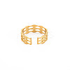 Ion Plating(IP) 304 Stainless Steel Bamboo Shape Open Cuff Ring for Women RJEW-S405-201G-2