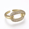 Brass Micro Pave Cubic Zirconia Cuff Rings RJEW-K232-08G-02-2