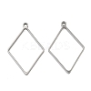 Rhombus 304 Stainless Steel Open Back Bezel Pendants STAS-K279-05P-1