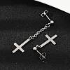 Christian Upside Down Cross 201 Stainless Steel Dangle Stud Earrings EJEW-P314-01C-P-2