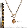 Natural Tiger Eye Pendant 304 Stainless Steel Paperclip Chain OT Necklaces for Women WG5218A-08-1