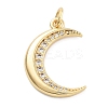 Moon Theme Rack Plating Brass Micro Pave Cubic Zirconia Pendants LS-KK-Z071-52G-07-1