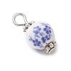10Pcs Handmade Flower Printed Porcelain Pendants PALLOY-JF04143-01-S-4