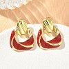 Brass Enamel Dangle Stud Earrings for Women KK-CBA760A-12G-03-1