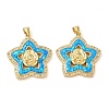Rack Plating Brass Micro Pave Cubic Zirconia Pendants KK-P268-11C-G-2
