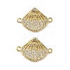 Brass Micro Pave Cubic Zirconia Shell Shaped Connector Charms KK-P325-06G-1