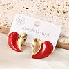 201 Stainless Steel Heart Stud Earrings EJEW-P304-07G-3